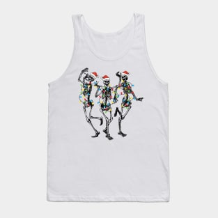 Dancing Christmas Skeleton, Christmas Light Tank Top